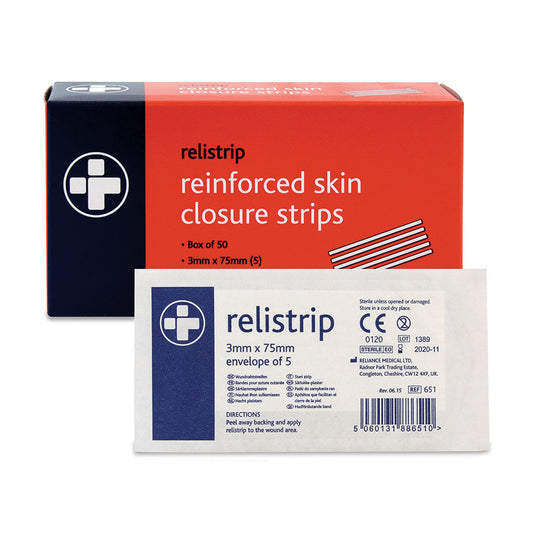 Relistrip Skin Closure Strips - 3mm x 75mm x 5 - Box of 50