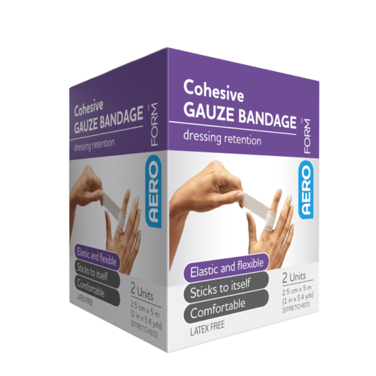 AeroForm Cohesive Gauze Bandage - 2.5cm x 5M - Pack of 2