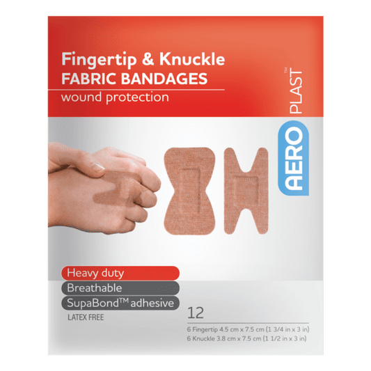 AEROPLAST Premium Fabric Fingertip & Knuckle Dressings - Pack of 12