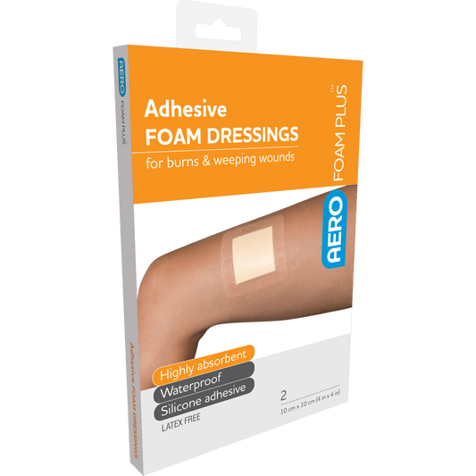 AEROFOAM PLUS Adhesive Foam Dressings - 10 x 10cm - Box of 2