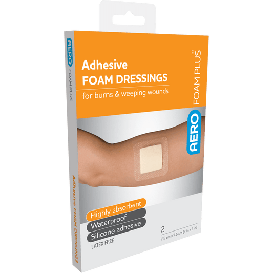 AEROFOAM PLUS Adhesive Foam Dressings - 7.5 x 7.5cm - Box of 2