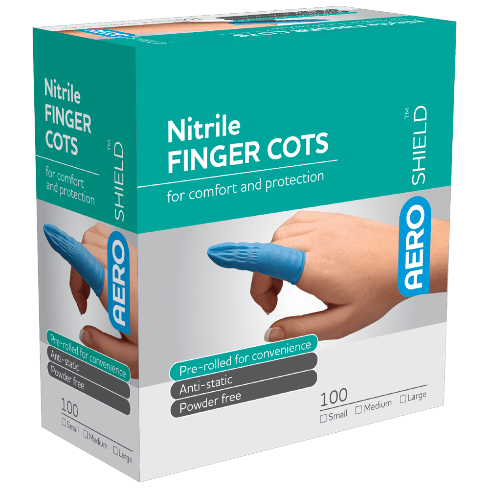 AEROSHIELD Medium Nitrile Finger Cots - Box of 100