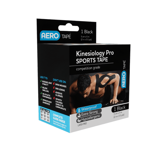 AEROTAPE Black Kinesiology Pro Sports Tape - 5cm x 5m