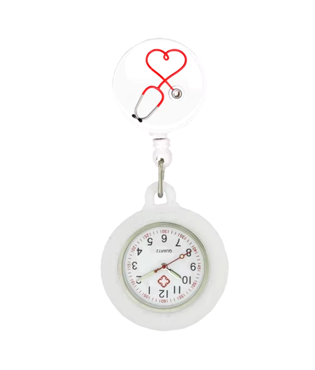 Retractable Nurses Fob Watch - White