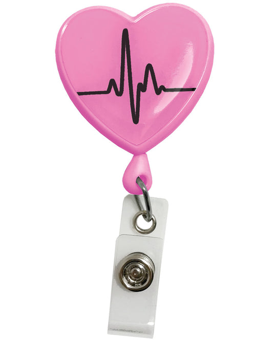 Retracteze™ ID Holder EKG Heart Pink